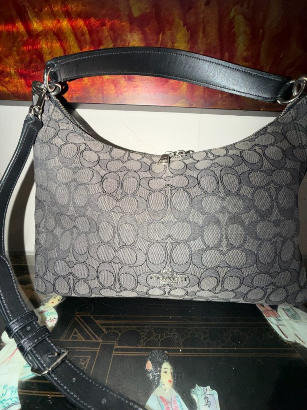 Coach Outline Signature East/West Celeste Convertible Hobo